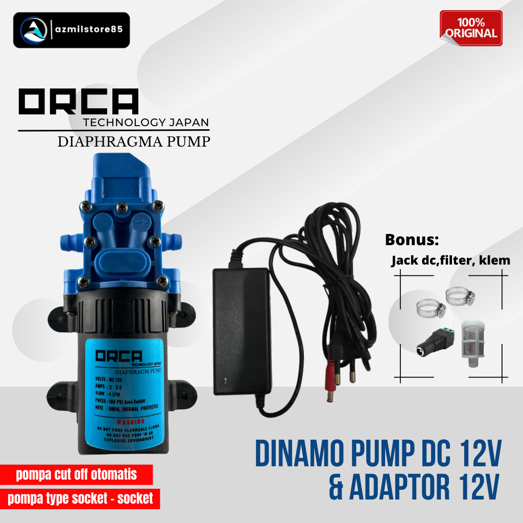 POMPA AIR DC12V/DINAMO POMPA SPRAYER + ADAPTOR 12V ORCA POMPA DC