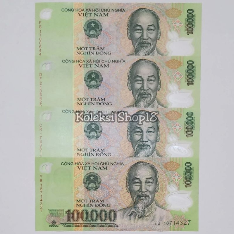 Koleksi Uang Asing Vietnam Dong Pecahan 100.000 Dong Polymer