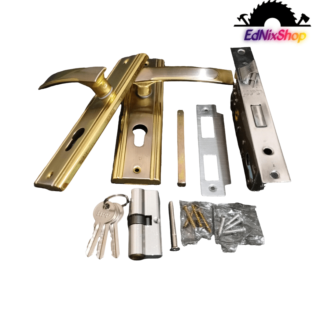 Gagang Pintu Tanggung Kuning Kotak Full Set Handle Pintu