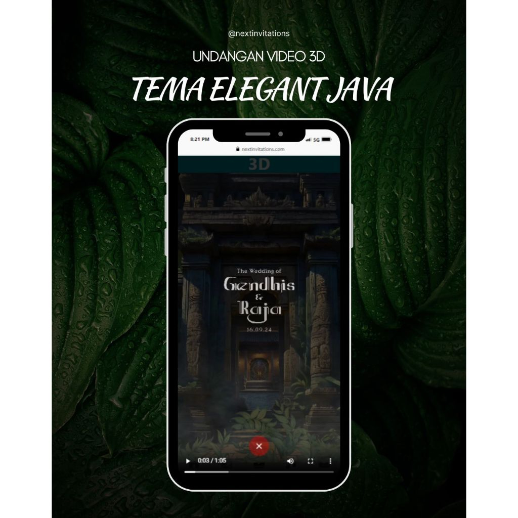 Undangan Digital Video 3D Pernikahan Jawa Elegan | Undangan Video 3D Platinum Tema Elegant Java