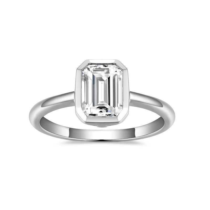 2ct Emerald cut Moissanite diamond Cincin GRA Certificate