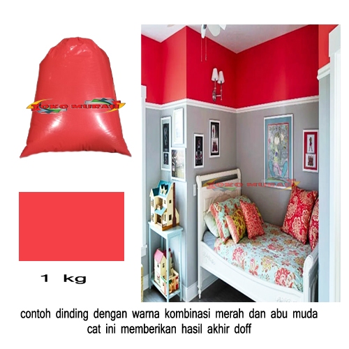 Cat Tembok Kiloan 1Kg Warna Merah / Cat Tembok 1Kg / Cat Tembok Kamar / Cat Dinding / Cet Tembok