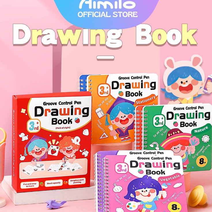 

MURAH READY Aimilo Buku Gambar Anak 1 Paket 4 PCS Buku Coloring Book Tema Buku Mewarnai 3 Tahun