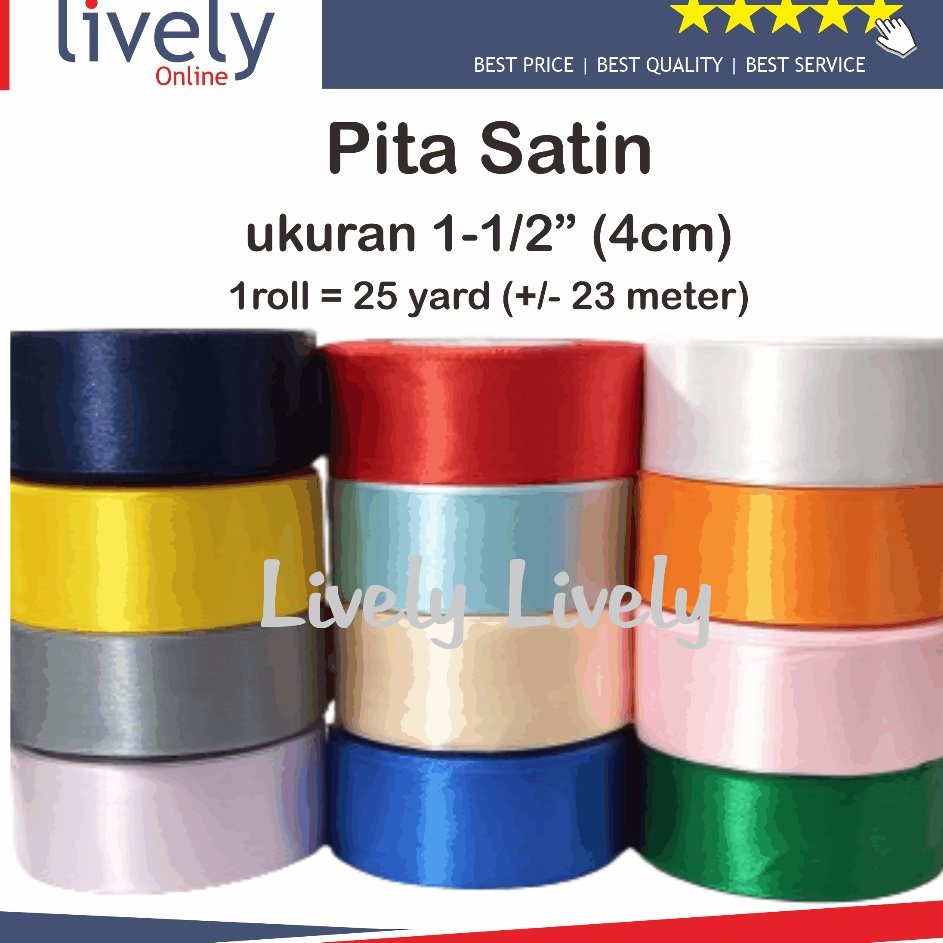 

MURAHMERIAH Pita Satin 1 12 inch 4 cm IMPORT Taiwan
