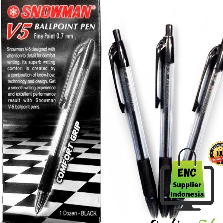 

SPESIAL BULAN INI snowman 6 buah Pen v5 snowman bolpen cetrek v5 7 mm mekanik pencet 7mm v 5 per 6 pcs encsup