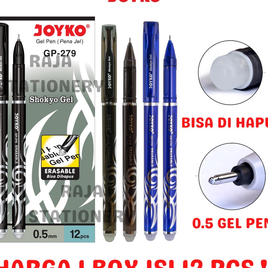 

MURMER ERASABLE GEL PEN HITAM BIRU PULPEN PEN BISA DIHAPUS LUSIN GP279 12PCS