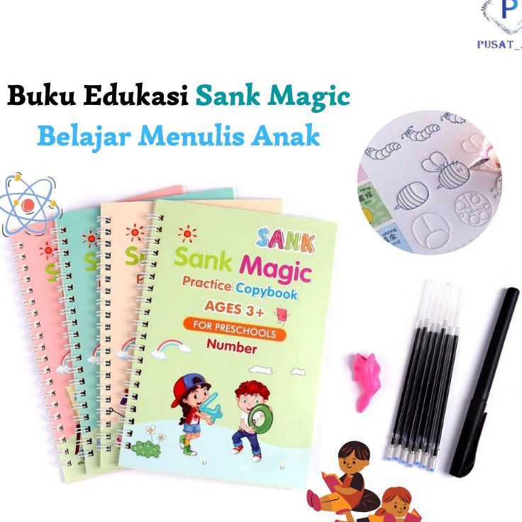 

DIJAMIN BARU sank magic book set 4 book pulpenrefill buku menggambar menulis dan berhitung