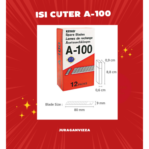 

KENKO CUTTER BLADE / Isi Pisau Pemotong / Isi Cutter A-100 (9 Mm)