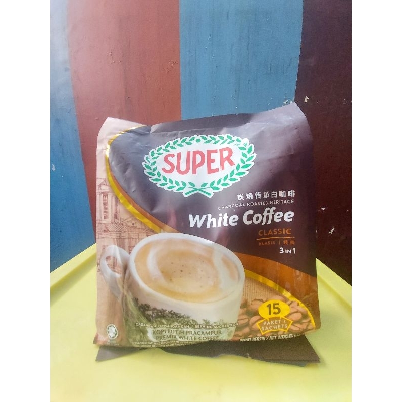 

Super White Coffee Classic (15x40gr) Super Charcoal Roasted Heritage Klasik Kopi Putih Pracampur