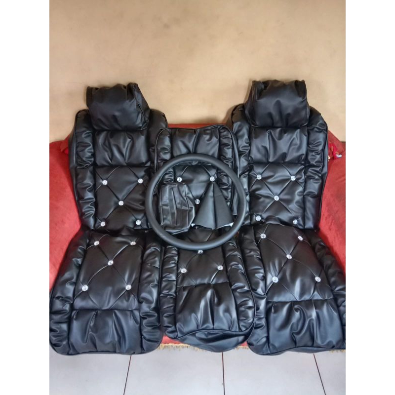 Sarung jok mobil fuso model kancing kristal gratis sarung stir / lapis jok fuso fighter / cover jok 