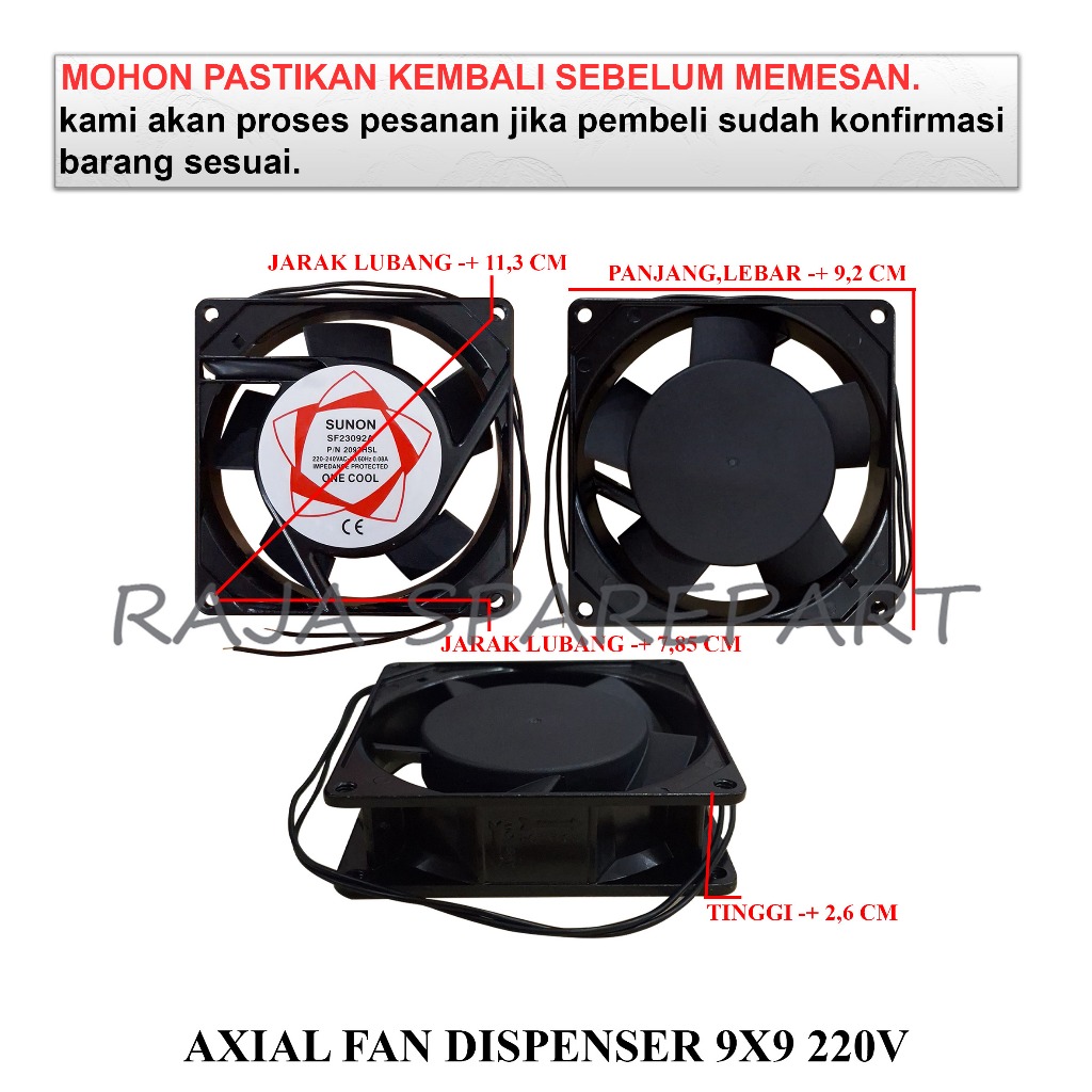 AFD2 AXIAL DISPENSER / AXIAL KIPAS PENDINGIN / AXIAL FAN DISPENSER 9X9 220V