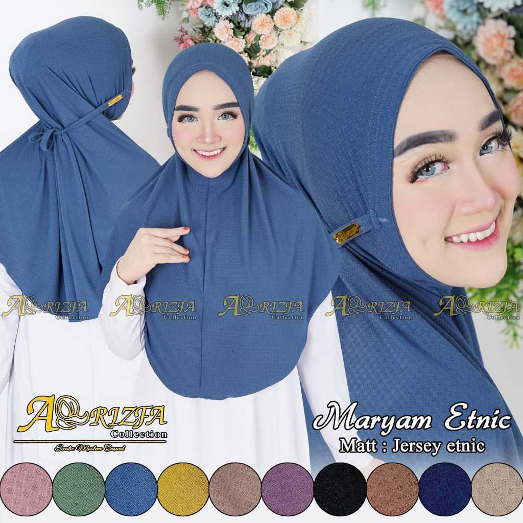 Hijab/Jilbab Bergo Instan non Pad Jersey Motif Etnic By Arrizfa Collection model Maryam Etnic