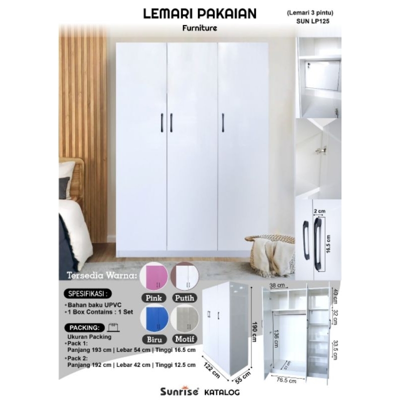 lemari pakaian 3p UPVC/lemari baju 3p PVC