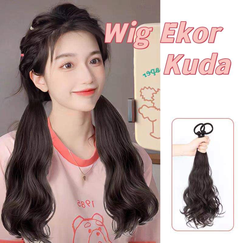 Wig Ekor Kuda Wig Kepang Ponytail Ekor Kuda Rambut Palsu Wig Kepang Wig Wanita Rambut Panjang Kepang