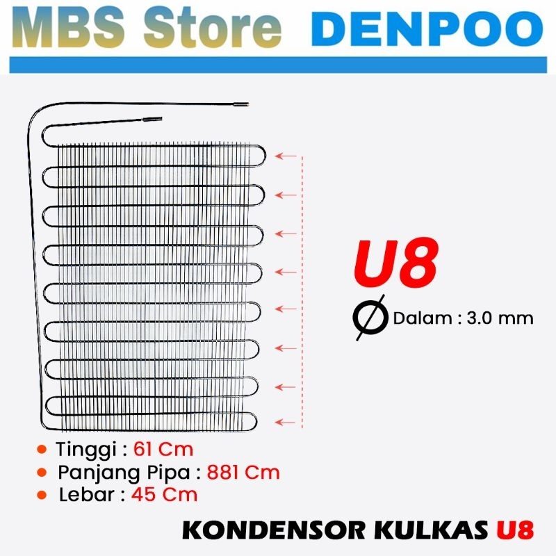 ( 5 Pcs Perdus ) Kondensor Kulkas Kondensor Showcase Bahan Tembaga Kondensor U6 Kondensor U8 Kondens