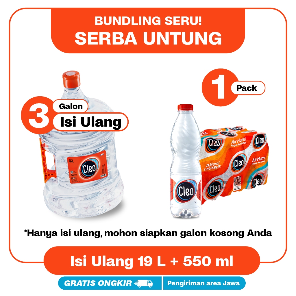 

Cleo Air Murni 3 Galon 19L REFILL + 550ml 1 pack