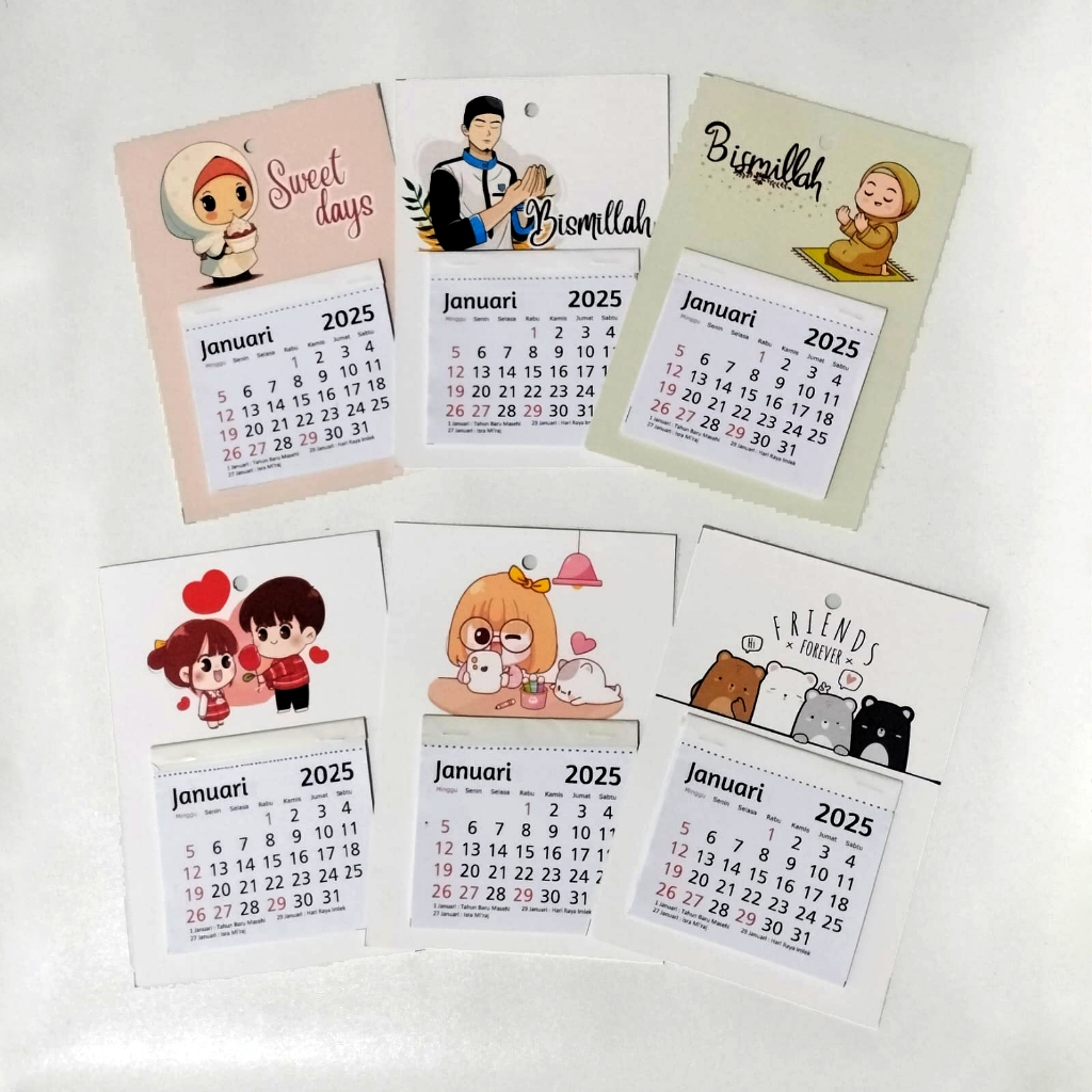

Kalender Mini 2025 Magnet Aesthetic lucu cute bisa tempel kulkas