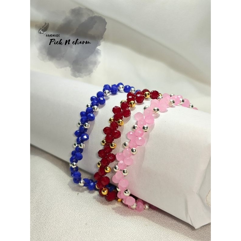 GELANG MANIK CANTIK/ MANIK PREMIUM/ MANIK KRISTAL CEKO/ GELANG MANIK BUNGA/ Aksesoris gelang tangan