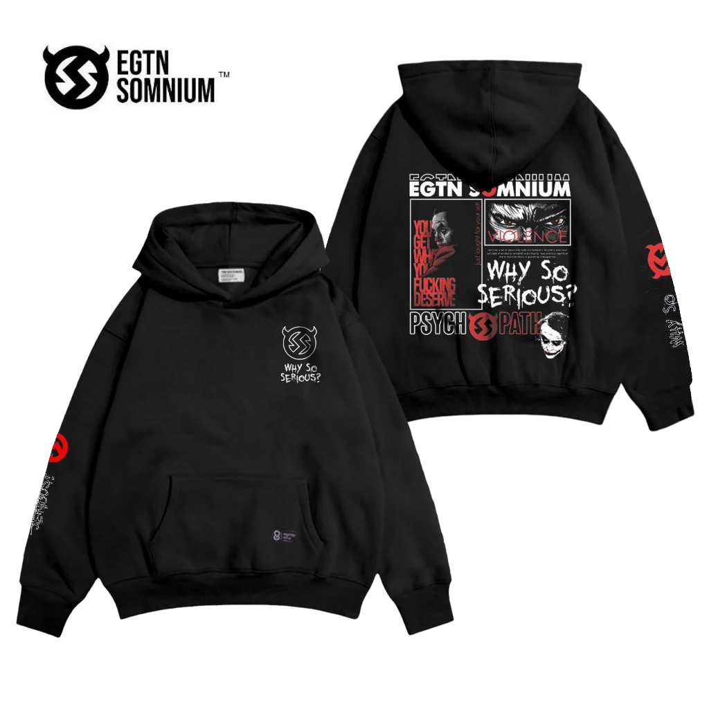 Hoodie FOKUS Jumper Oversize Pria & Wanita Original Warna Hitam EGTN SOMNIUM