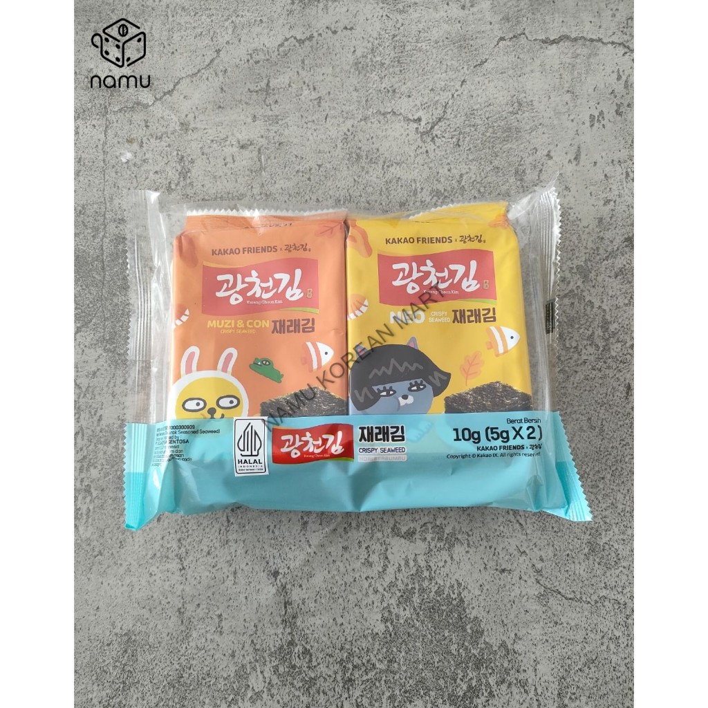 

Kakao Friends Seasoned Seaweed 5gr 2 Bungkus/pack / Nori Berbumbu / Dosirak / Rumput Laut Kering