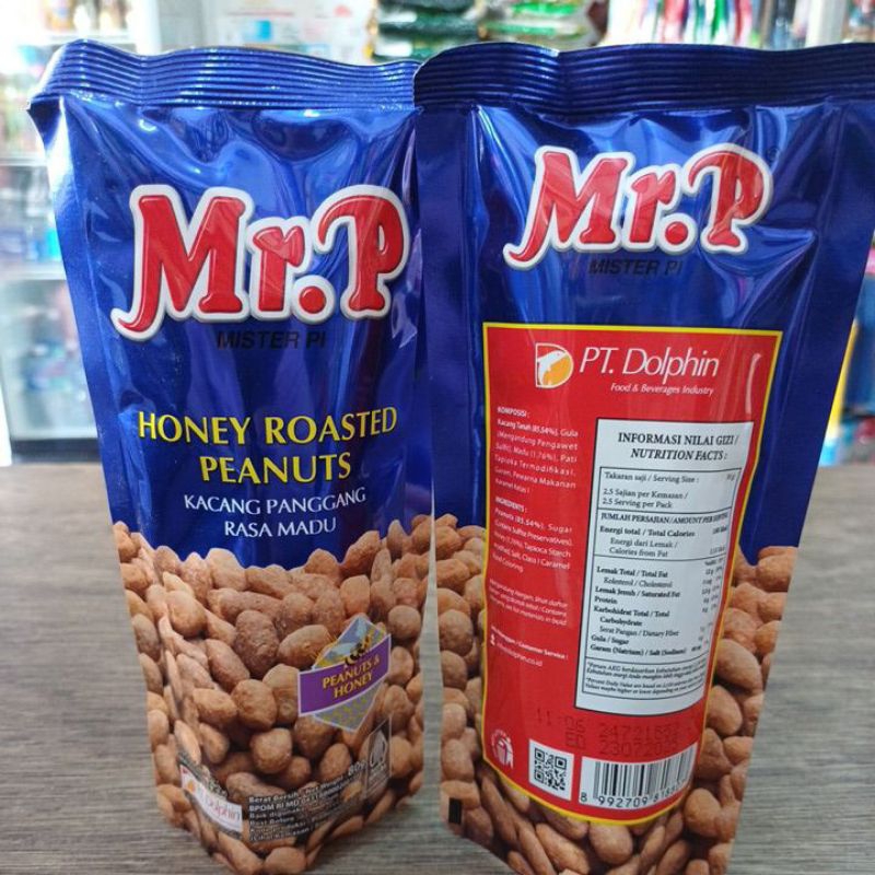 

Mr.P Honey Roasted Peanuts Kacang Panggang Madu 80 Gr