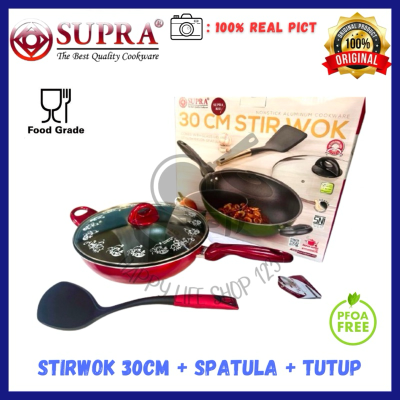 SUPRA Rosemary Stirwok 30cm+LID / Wajan Teflon Supra 30cm+Tutup