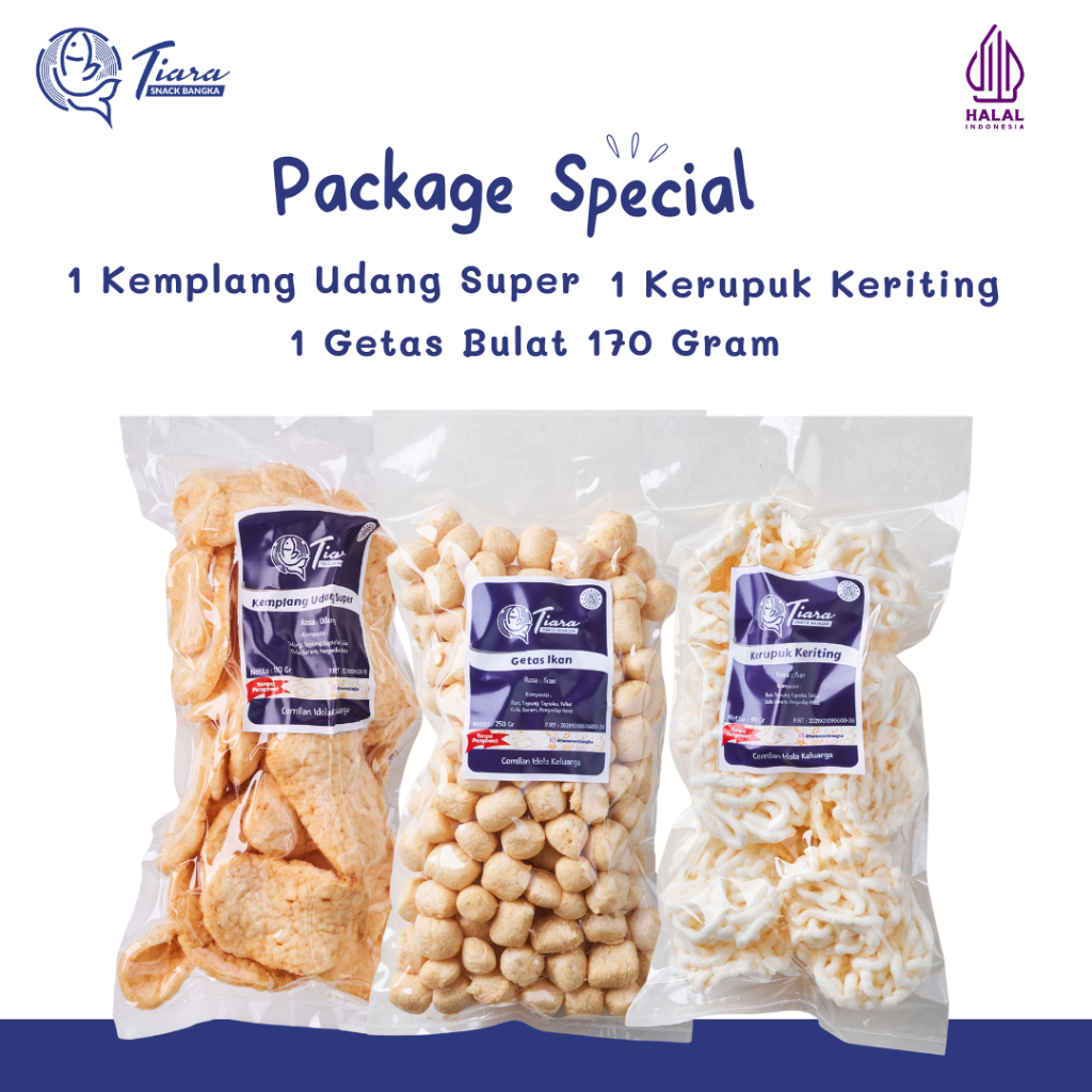 

Paket Special 4 Kerupuk Udang/Krupuk Ikan Tiara Snack Bangka