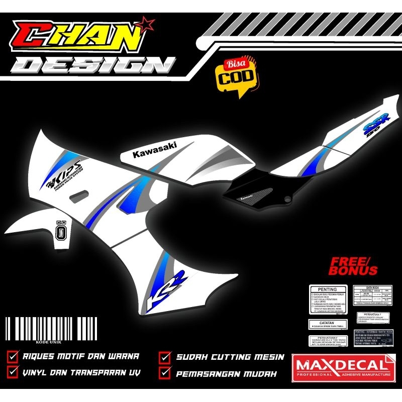 Stiker Striping Kawasaki Ninja KRR  Putih 150 SSR Variasi Custom
