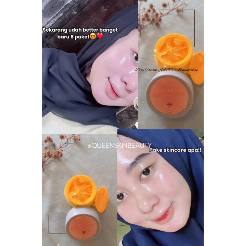 Day cream glow whitening // day cream Queen whitening // cream pagi siang SPF 35