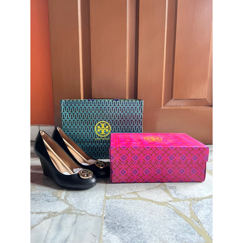 [PRELOVED LIKE NEW] TORY BURCH WEDGES BENTON 85mm ORIGINAL sepatu wedges wanita