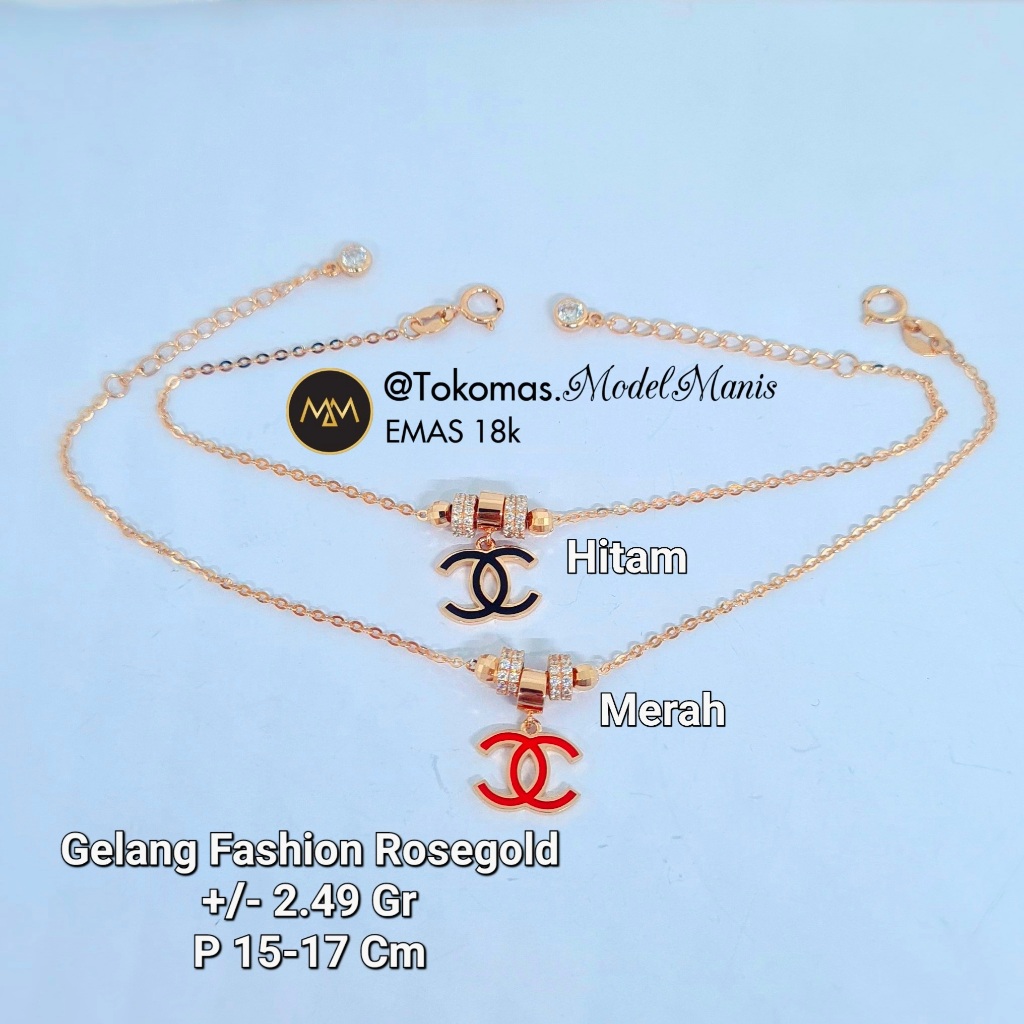 Gelang Gantungan Fashion Italy AU Rosegold 750 kadar 18k