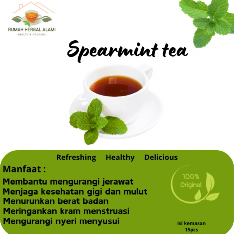 

AKEH Teh Celup Herbal Spearmint Leaf tea isi ( mengobati jerawat ) 30pcs