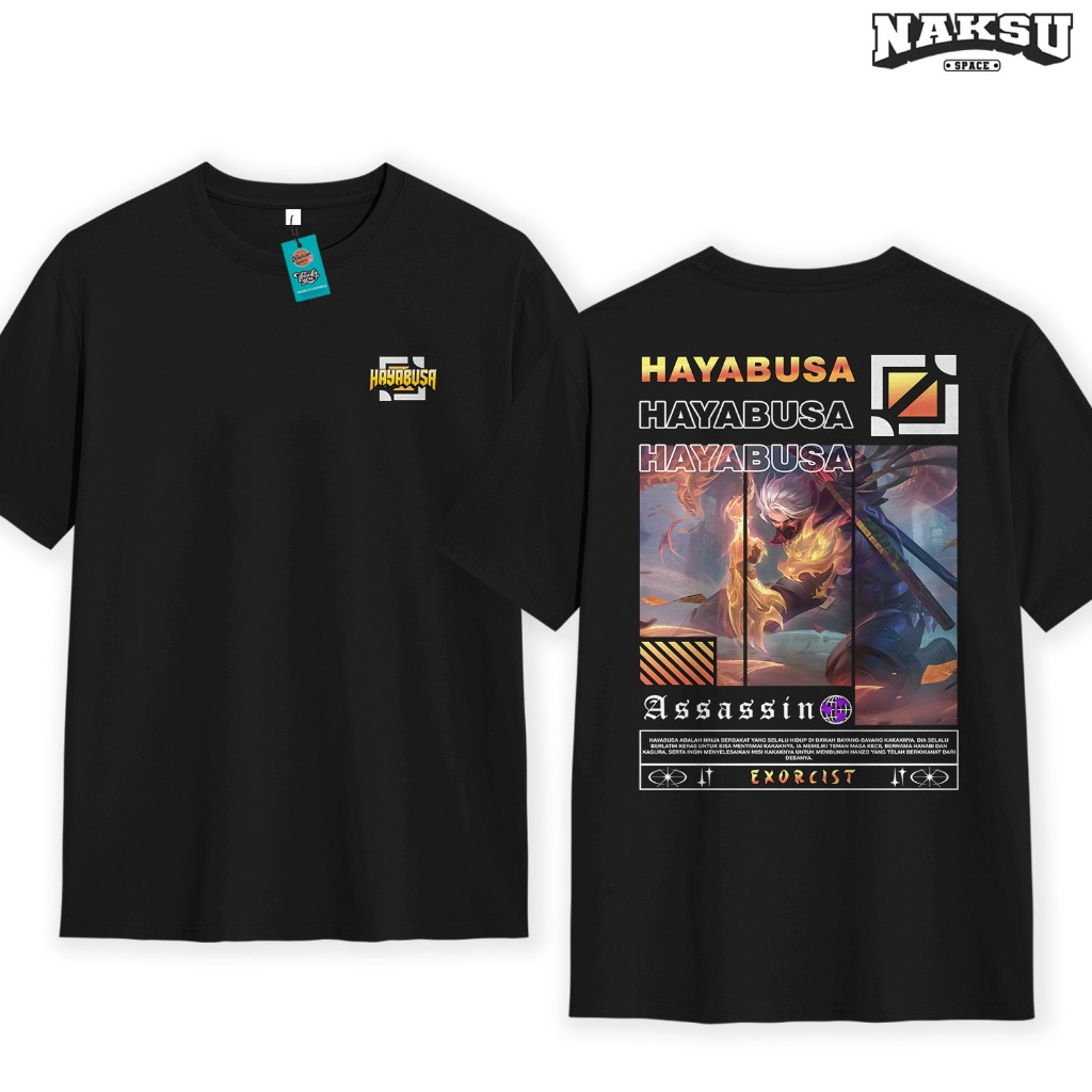 KAOS MOBILE LEGENDS SKIN HAYABUSA EXORCIST UNISEX BAJU DISTRO MOBA KATUN COMBED 30S