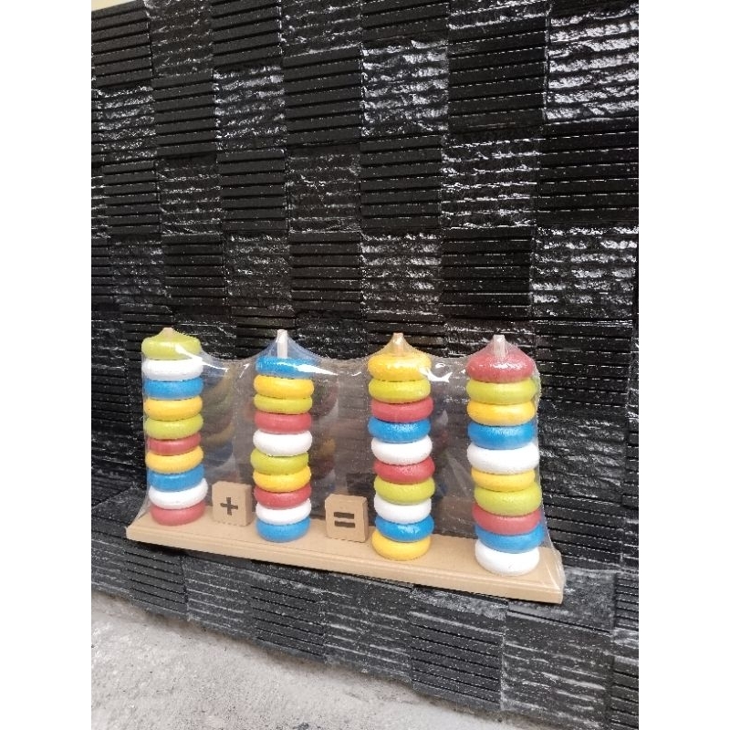 MAINAN EDUKASI ANAK. MENARA DONAT HITUNG ISI 40PCS