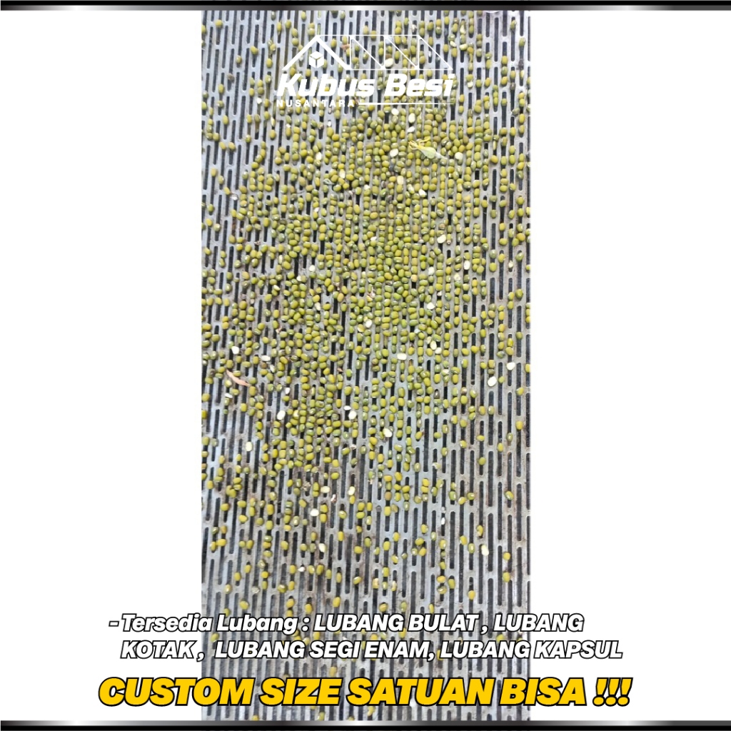 200x60 cm - Plat Lubang Kapsul 3x30 mm - Tebal 2 mm. Ram Gril/Plat Lubang Besi Perforasi