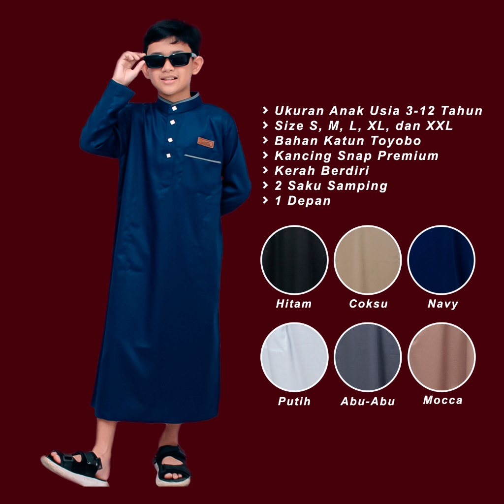 new product gamis koko anak laki laki umur 2-12 tahun premium jubah anak putih laki laki lengan