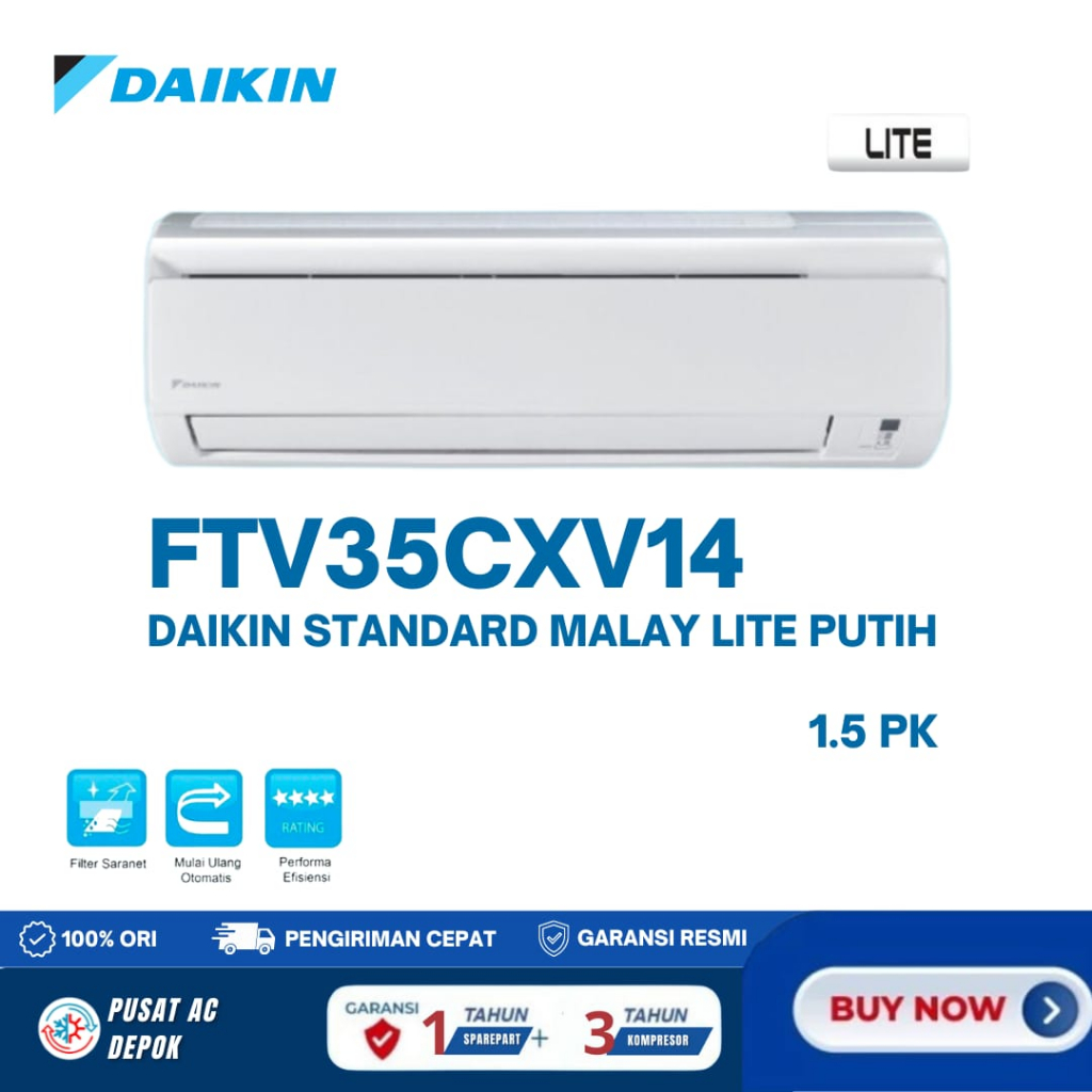 AC DAIKIN 1.5 PK Standard Malaysia LITE FTV35CXV