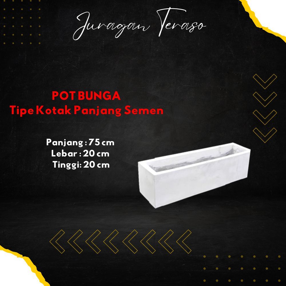 JURAGAN TERASO | HIASAN TAMANAM TERAS RUMAH | POT UNIK MINIMALIS PANJANG | POT ESTETIK | TIPE SEMEN