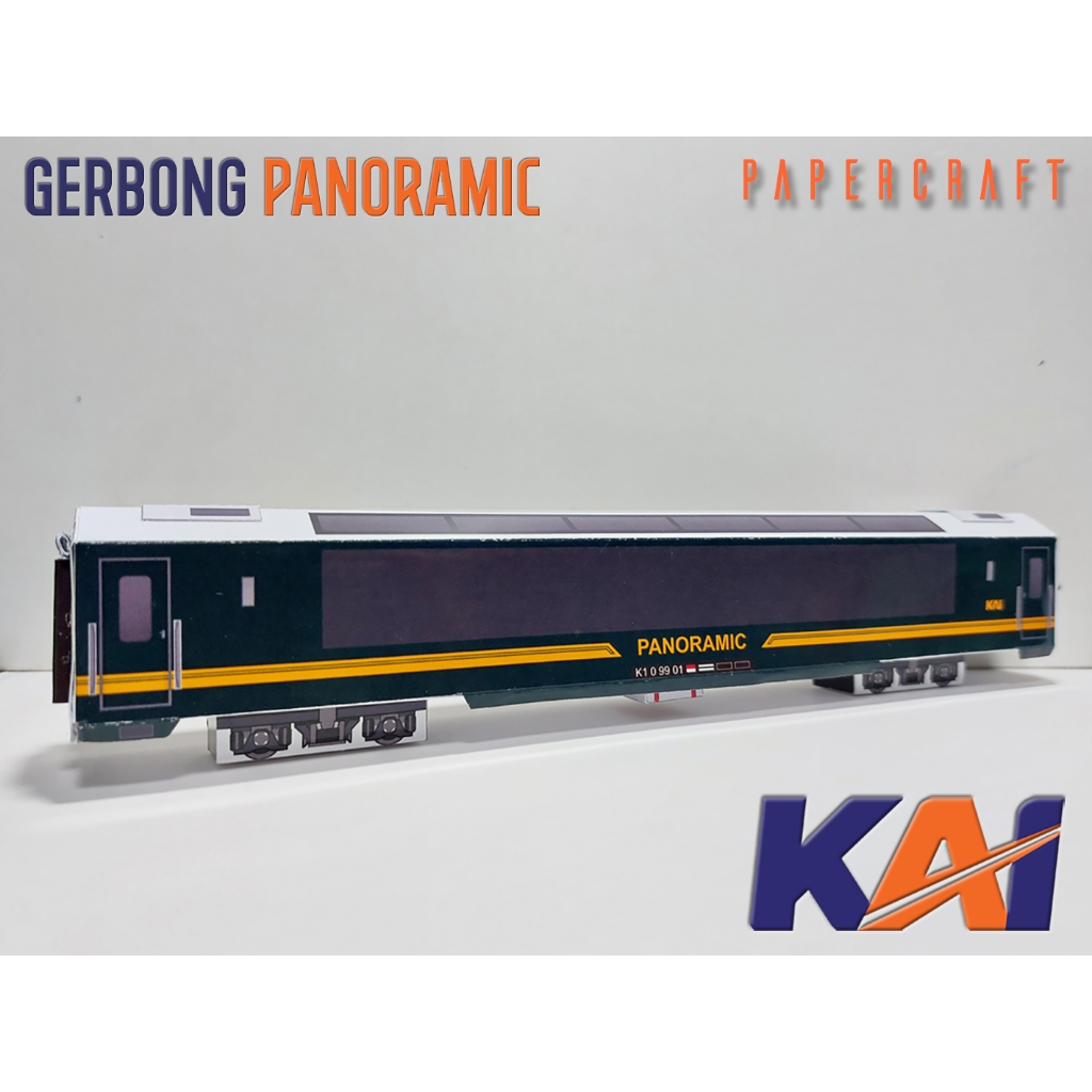 3D Papercraft Kereta Api Indonesia Gerbong Ekonomi Eksekutif Luxury Panoramic Barang Makan Pembangki