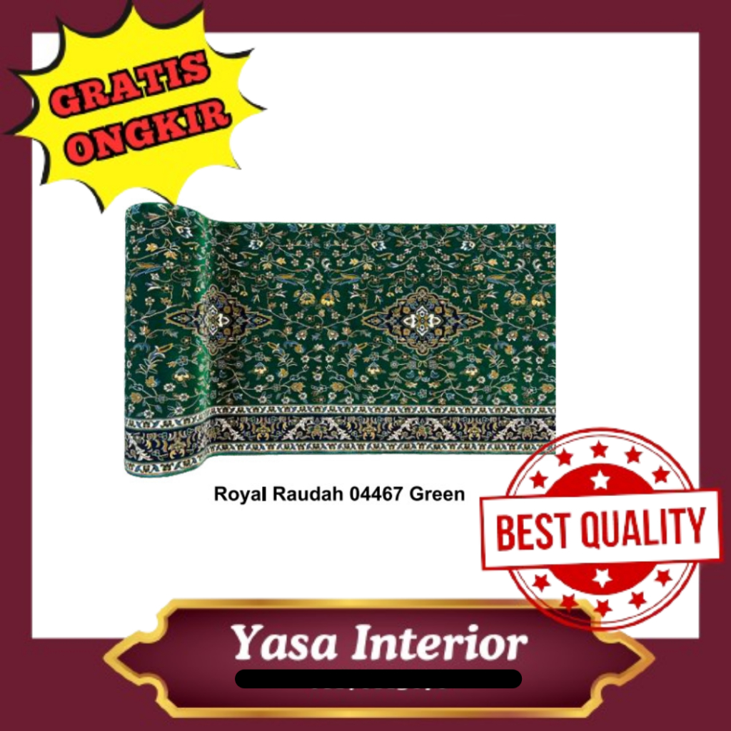 Karpet masjid Royal Raudah Tebal 20mm Made in Turky Warna Hijau 4467