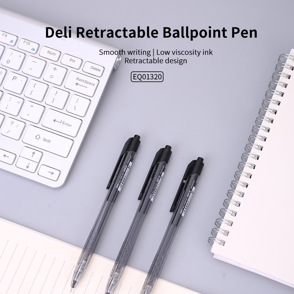 

Deli Pulpen Ball pen Cetek 0.7mm Hitam 12pcs/box Halus Smooth EQ01320