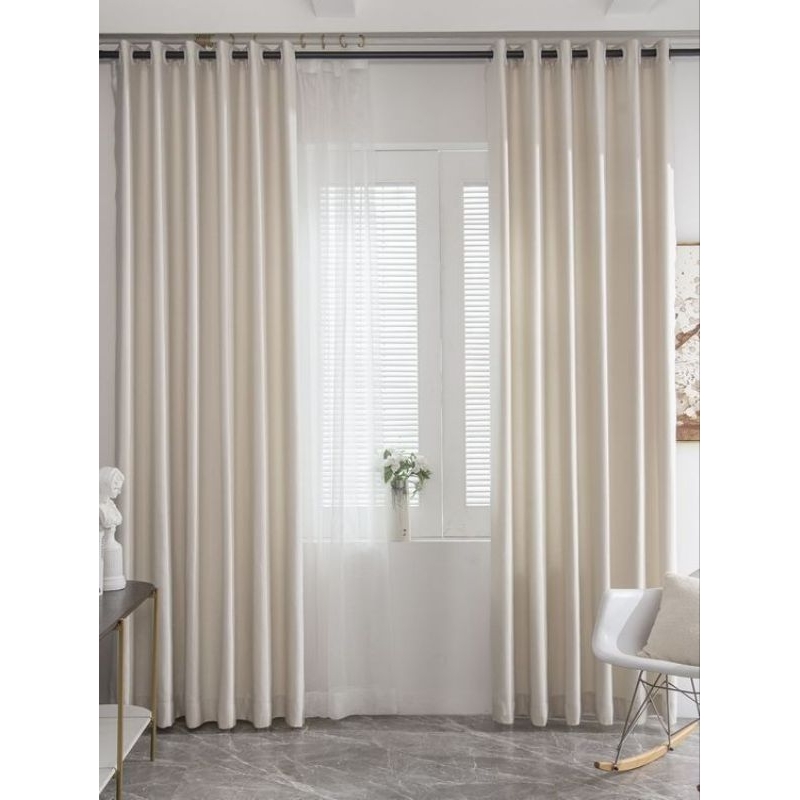 Tirai Gorden Jendela Polos Mewah Bahan Blackout Elegant Cocok Untuk Rumah Anda Variasi Warna Cream