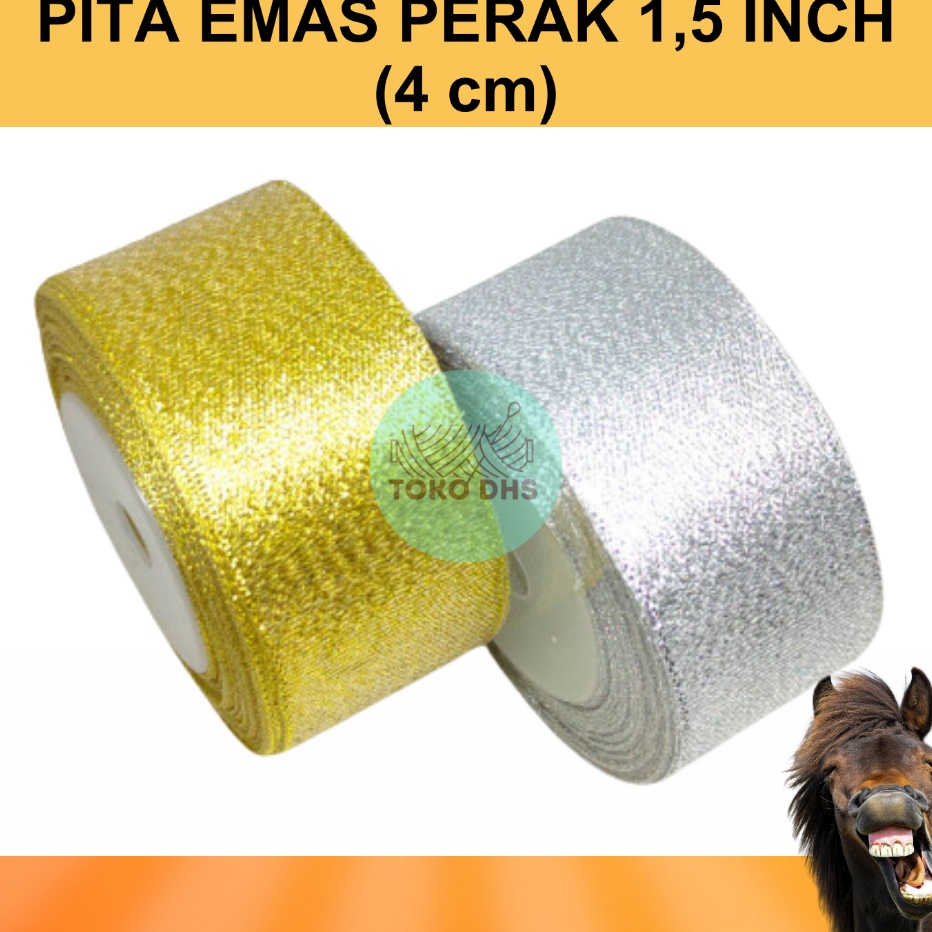 

HARGA GROSIR Pita Emas Perak 15 Inch 4 Cm Pita Glitter