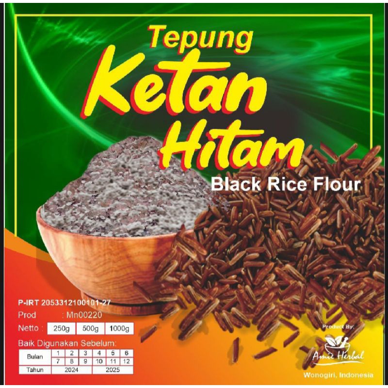 

Tepung ketan hitam/ketan hitam/beras ketan hitam/black rice flour.