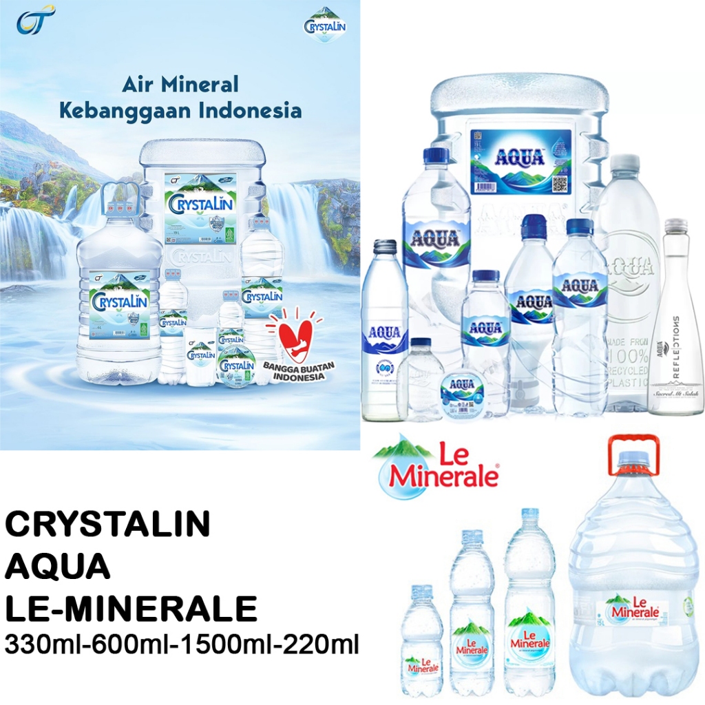 

x1 Karton 330mL 600mL 1500mL CRYSTALIN | AQUA | LE MINERALE 330 ml 600 ml 1500ml Air Mineral AMDK