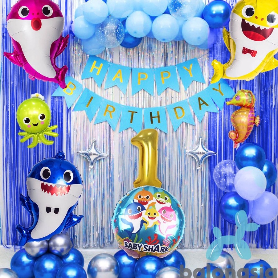 PRODUCT TERKECE Balon Foil Ulang Tahun Baby Shark Set