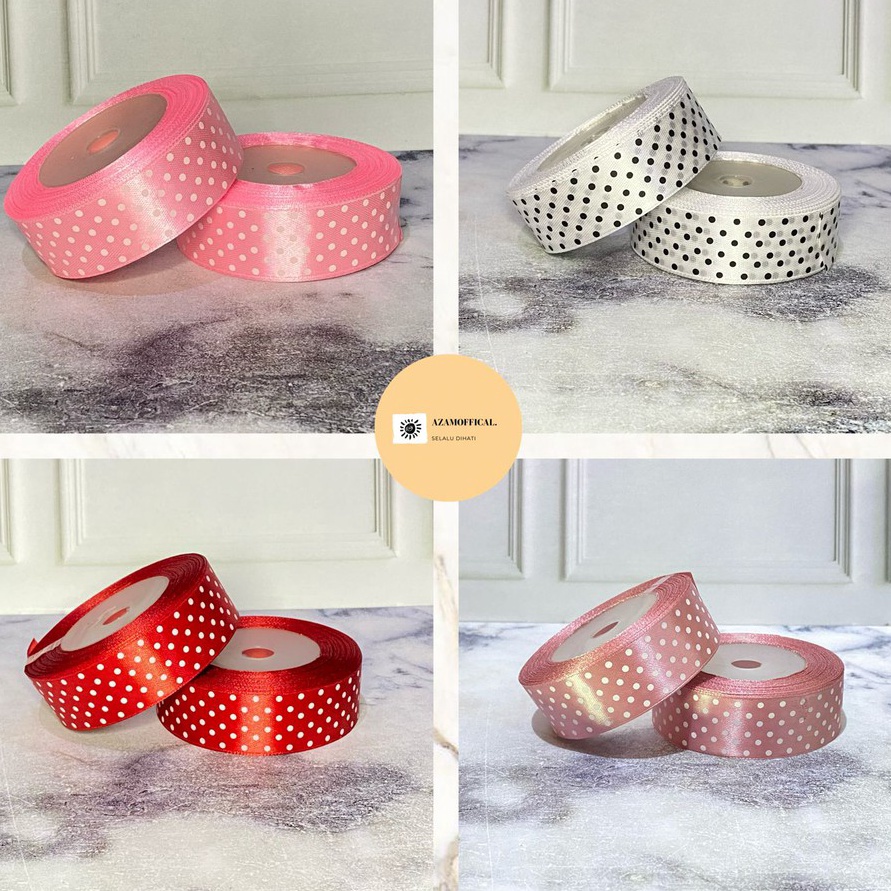 

TERBAIK PITA SATIN ONDE POLKADOT 1 INC 25cm GOODIE BAG SOUVENIR PESTA ULANG TAHUN PERNIKAHAN HIASAN ROL