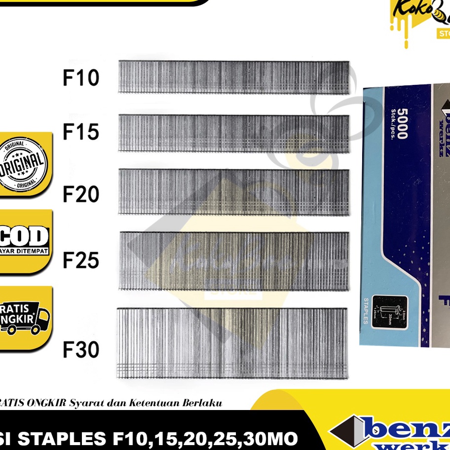 

RAIH DISKON Isi staples paku tembak F1MO F15MO F2MO F25MO F3MO Air nailer paku tembak angin model lurus isi 5pcs