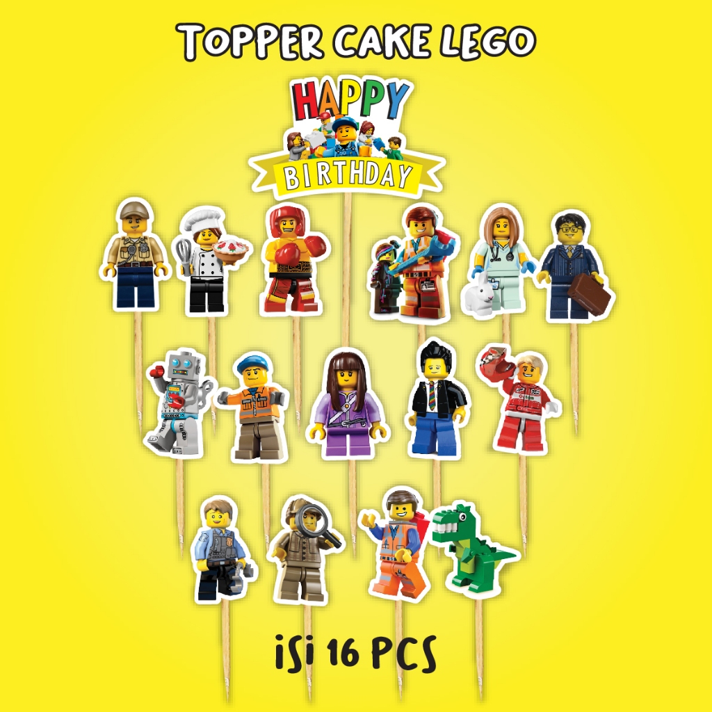 TOPPER CAKE LEGO HIASAN KUE TART HAPPY BIRTHDAY ULTAH ULANG TAHUN BANNER DEKOR HIASAN BALON TOPPER C