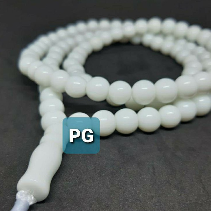 TERBAIK TASBIH BATU GIOK PUTIH SUSU 8MM 99BUTIR